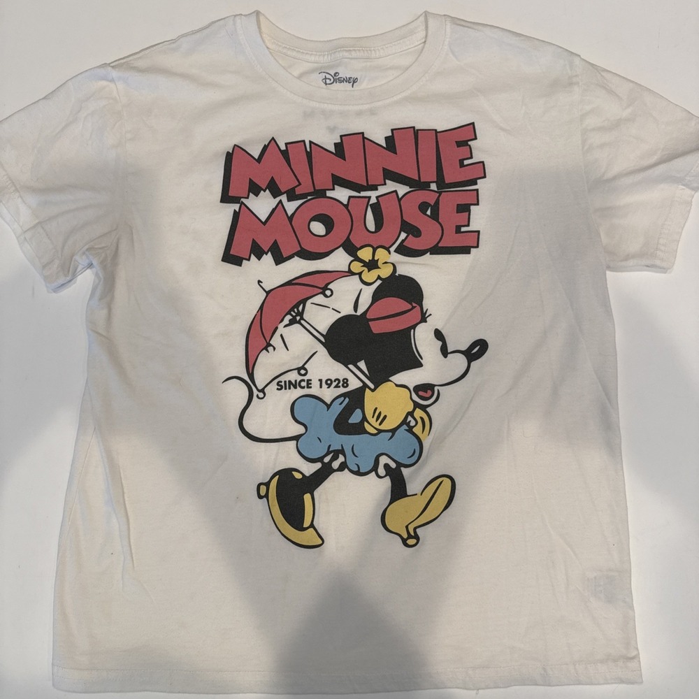 Disney Minnie Mouse Vintage Graphic T-Shirt Off White Retro Style XL JT25943